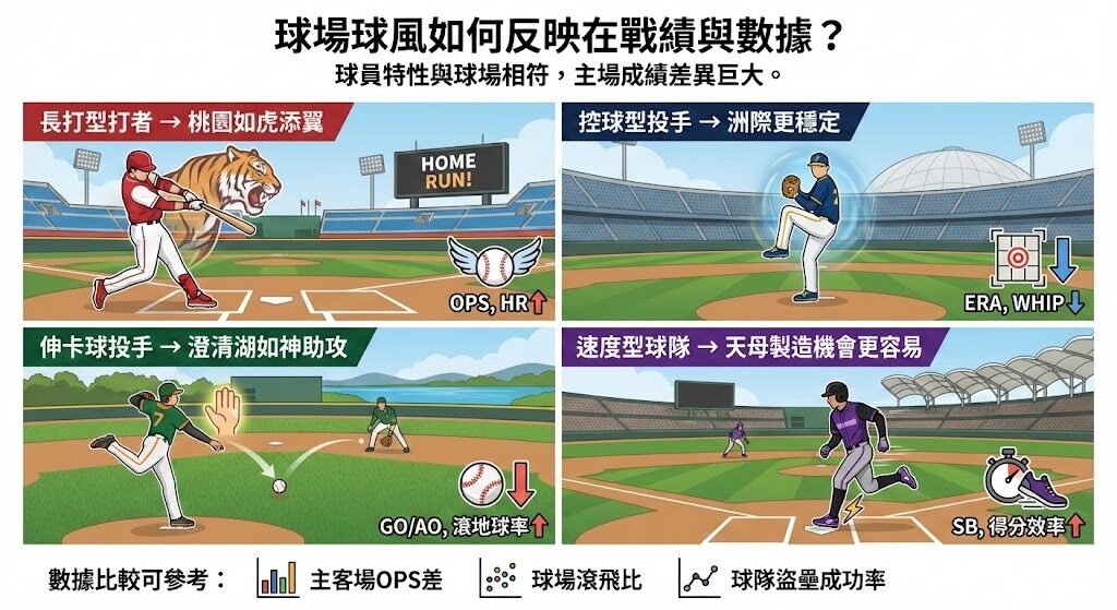 CPBL 球場尺寸、外野高度與球風比較|2026 打者天堂 vs 投手球場完整解析 4 image 2