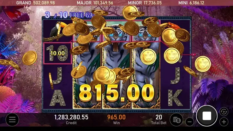 金獅動物叢林免費遊戲全軸老虎百搭畫面
